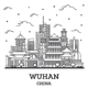 Outline Wuhan China City Skyline with Modern Buildings Isolated on White. - GraphicRiver Item for Sale