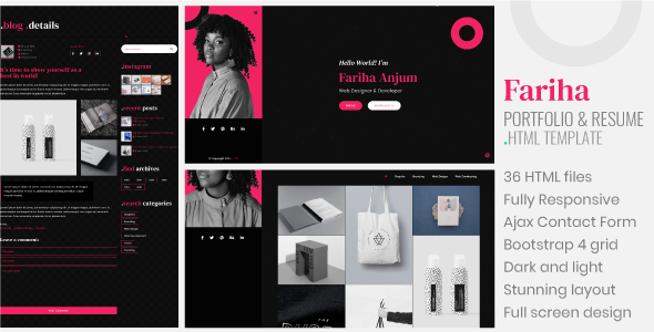 Fariha - Personal Portfolio & Resume HTML5 Template