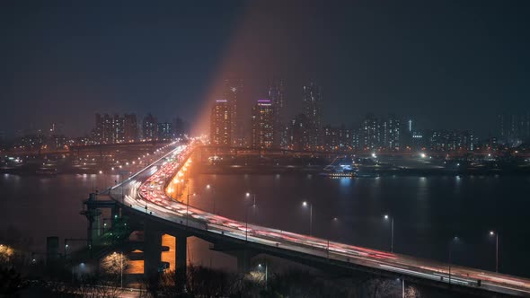 Cheongsam Bridge at Night in Seoul