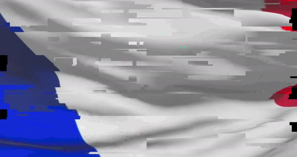 French national flag with digital glitch