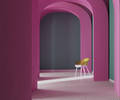 Purple arches with tiled mosaic floor and plastic chair, 3d rendering - PhotoDune Item for Sale