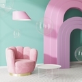 interior design with green wall, pink furniture and arches, with soap bubbles - PhotoDune Item for Sale