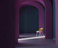 Violet arches corridor with plastic design chair, 3d rendering - PhotoDune Item for Sale