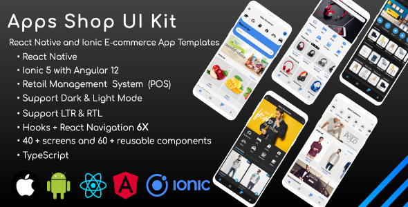 Apps Shop UI kit (POS) - React Native & Ionic Angular E-Commerce Templates (Grocery,Food, Fashion)