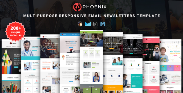 PHOENIX - Multi-Concept Responsive Email Pack with Online StampReady & Mailchimp Builders