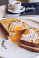 Croque madame, french toast with poached egg, ham and cheese - PhotoDune Item for Sale