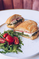 Healthy breakfast, sandwich on a marble table. - PhotoDune Item for Sale