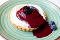 Cheesecake tart with berry jam and blueberries - PhotoDune Item for Sale