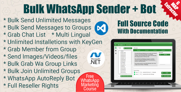 Bulk WhatsApp Sender + Button Sender + Group Sender + WhatsApp Auto Reply Bot