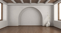 Empty white room with arch wall - PhotoDune Item for Sale