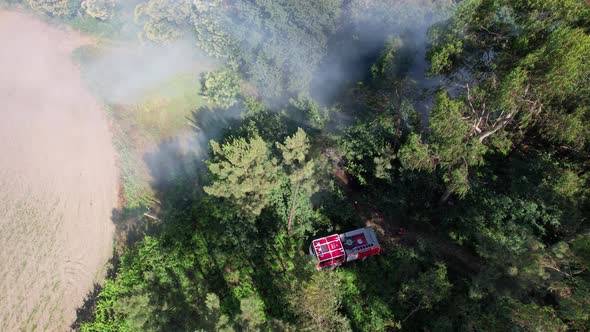 Truck and Firefighter Fights Fire