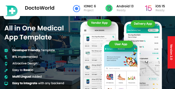 6 App Template| Doctor Appointment Booking App| Nearby Doctor App| Medicine Delivery App| Doctoworld