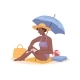 Woman Applying Sun Lotion on Beach - GraphicRiver Item for Sale