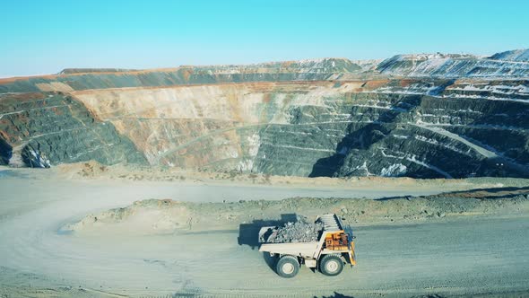 Loaded Truck on the Road of an Openpit Mine