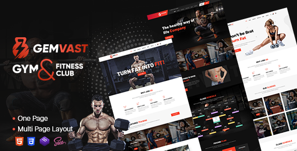 Gemvast - Gym Fitness Club Multi, Onepage Html template