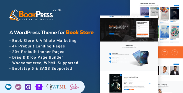 Bookpress – Bookstore WooCommerce Theme for Publisher, Writers and Authors & for Affiliate Marketing