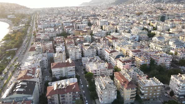 Aerial View Alanya Turkey  Resort Town Seashore