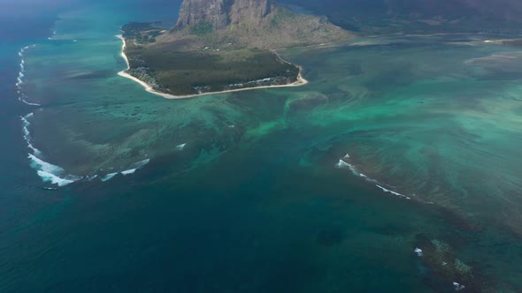 Aerial View of the Le Morne Peninsula on the Island of Mauritius