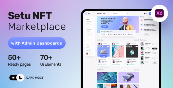 Setu - XD NFT Marketplace with Admin Dashboards
