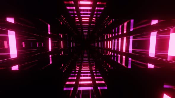 Fly Through Mirror Designs Form Tunnel Technology Cyberspace with Neon Glow