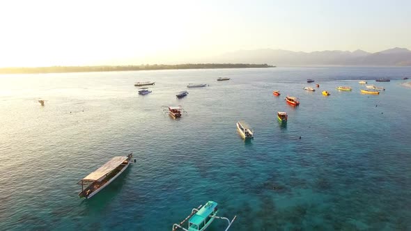 View of moored boat in sea