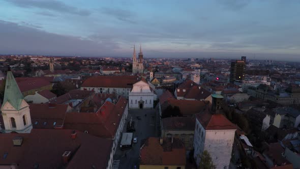 Aerial view of buildings in Zagreb