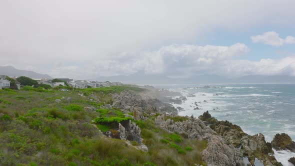 Forwards Fly Above Rugged Sea Coast