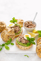 Canned tuna open sandwiches. Buns burgers with canned tuna, boiled egg and avocado - PhotoDune Item for Sale