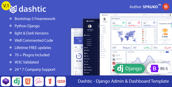 Dashtic – Django Admin & Dashboard Template