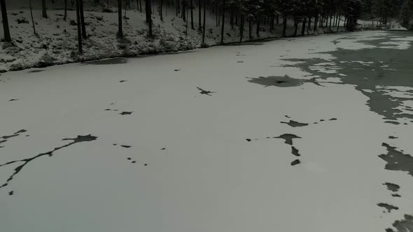 Beautiful view on an Lake with Mountains in Schiederweiher in Upper Austria Drone Video