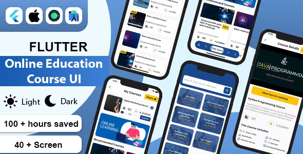 Flutter Online Education Course UI Kit Template