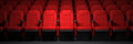 Red seats rows in empty cinema hall. Movie theatre and cinema concept. - PhotoDune Item for Sale