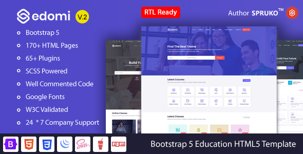 Edomi - Bootstrap 5 Education, Learning Courses HTML Template