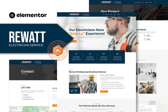 Rewatt -  Professional Electrical Services Elementor Template Kit