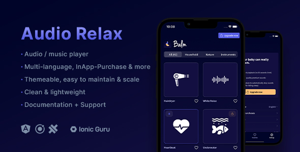 Audio Relax - Player - Multi-Language - Inapp Purchase | Mobile App Template | Ionic 6 | Capacitor 3