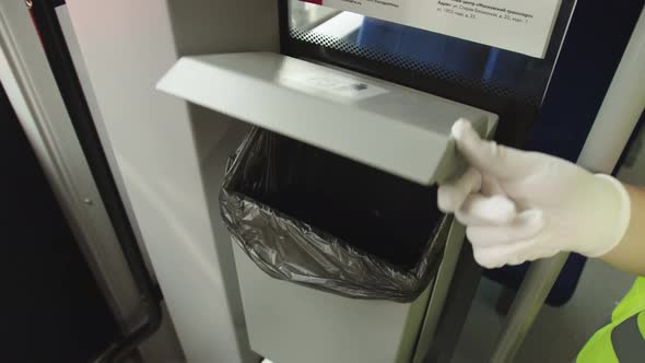 A Special Security Service on Railway Transport Inspects the Contents of the Garbage Compartment in