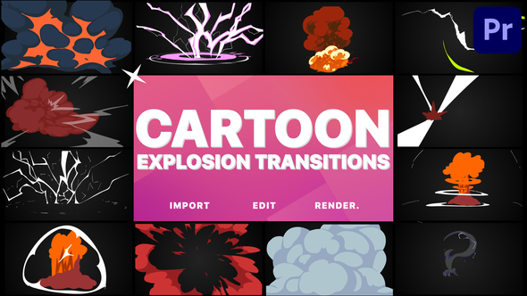 Cartoon Explosions Transitions | Premiere Pro MOGRT