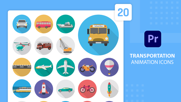 Transportation Animation Icons | Premiere Pro MOGRT