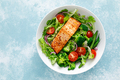 Grilled salmon fish fillet and fresh tomato vegetable salad - PhotoDune Item for Sale