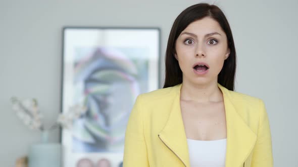 Portrait of Shocked Woman, Wondering