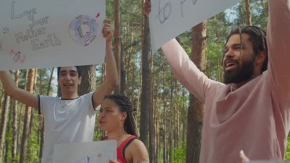 Group of Diverse Eco Activists Protesting Outdoors