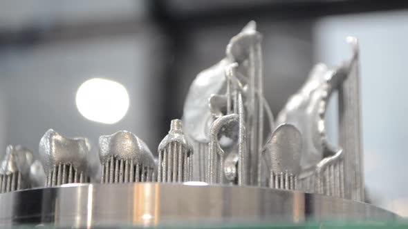 Object Printed on Metal 3d Printer Closeup