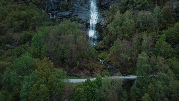 Stunning Drone View on Cyclists Exploring Norway