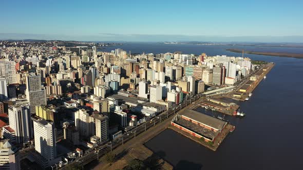 Porto Alegre Brazil. Brazilian city skyline landmark. Buildings at downtown city