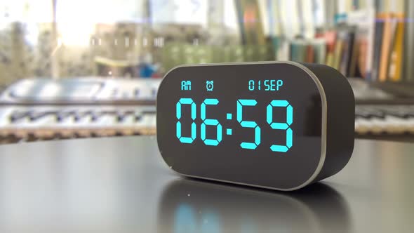 Alarm Clock on the Desk Awakening the Student To Back To School at 1St September