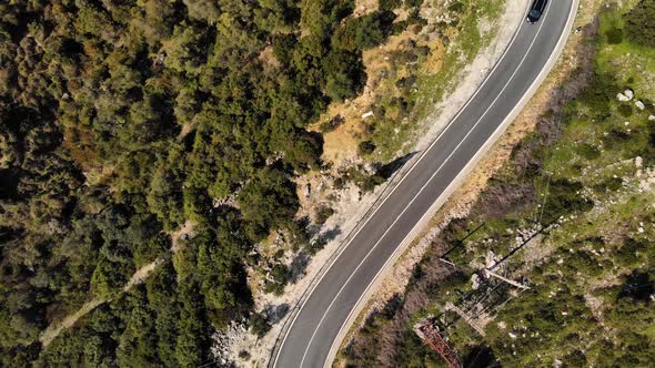 Aerial Top View Mountain Road