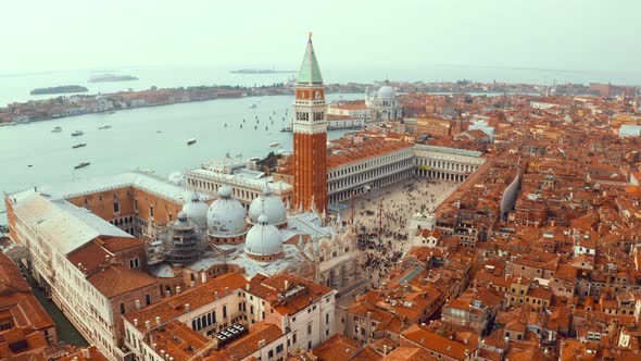 Aerial morning view over St Mark's Square in Venice, Italy