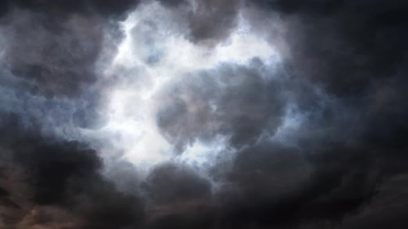 dark cumulonimbus clouds and evening thunderstorms 4k.
