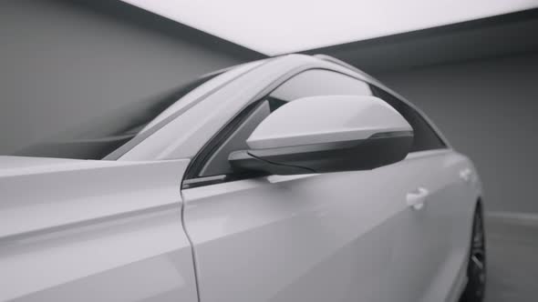 Modern Car View of Car Exterior Side Doors and Mirror Smooth Camera Movement