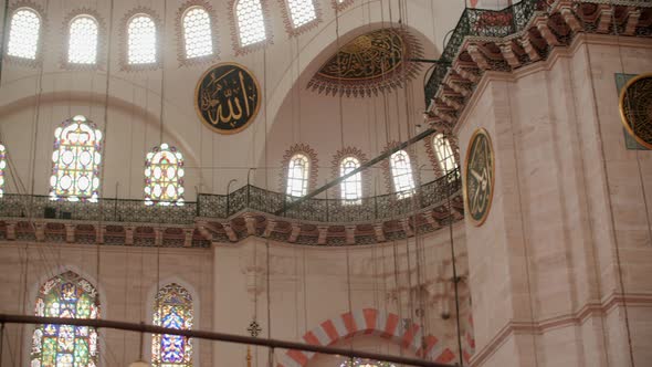 Suleymaniye Mosque Interior with Stained Glass Paintings
